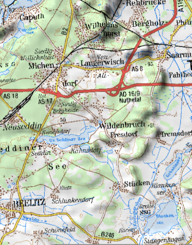 H&ouml;henmodell der Gemeinde Michendorf